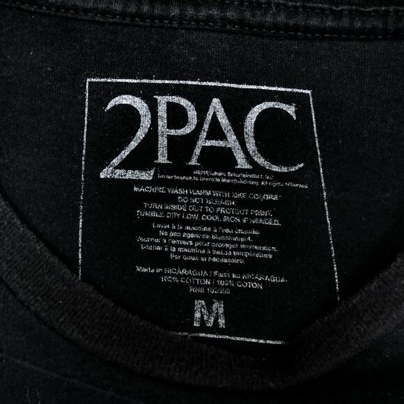 Tupac 2Pac T-Shirt Medium Black Graphic Print Short Sleeve Round Neck Unisex - Picture 4 of 8